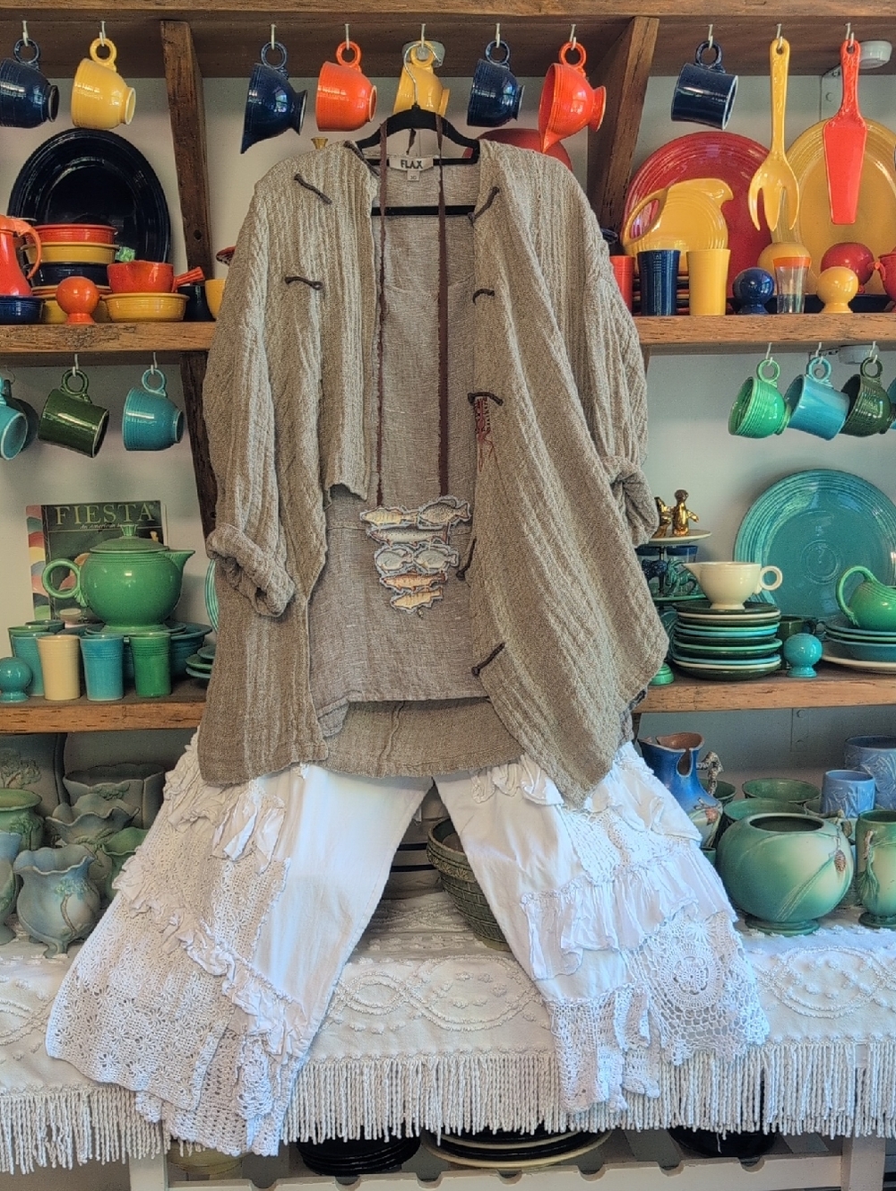 Flax Raw Linen Poncho Style Tunic"NWOT"